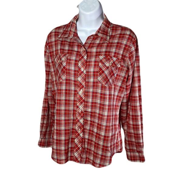 AMY BARR Vintage Long Sleeve Button Down Red Plaid Shirt Women’s Size 36 - Picture 6 of 10